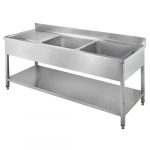 Oppvaskbenk i rustfritt stål | vask høyre-bunnhylle | B1600xD600xH845/865mm | GASTROHERO Germany | GHXWBD | GH-SPT-BASIC16X6R2 | 259247