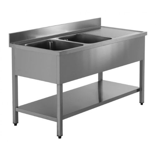 Oppvaskkum ECO 15x6 med 2 kummer til venstre | B1500xD600xH850mm | GASTROHERO GERMANY | GHXWAF | GH-SPT-ECO15X6L2 | 259253