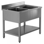 Oppvaskbenk ECO 12x7 med 2 kummer | B1200xD700xH850mm | GASTROHERO GERMANY | GHXWDE | GH-SPT-ECO12X7M2 | 279386