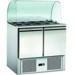 Saladette 2 dører | 2 x GN 1/1 + 3 x GN 1/6 beholdere | B900XD753XH1150mm | GASTROHERO GERMANY | GH-YS900_GLASS | GHXWHF | 279482