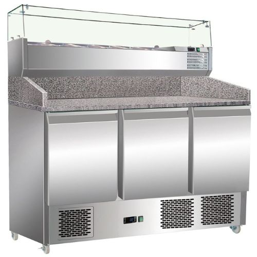 Pizza kjølebenk 390L | 3 dører | 6x 1/4-150 | B1400xD700xH910/1340mm | Adexa PZ14-PT14 | 285893