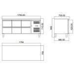 Kjølebenk med 6 skuffer | B1800XD700XH850-870mm | GASTROHERO GERMANY | GH-GNH3160TN | GHXF0BA | 294882