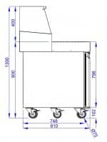 Pizzabenk med kjølerenne | 9x 1/3GN | 460 liter | B1790xD850xH1360mm | Combisteel COXFD0D | 7489.53