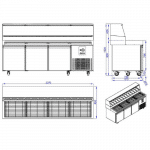 Pizzabenk med kjølerenne | 13x 1/3GN | 720 liter | B2370xD850xH1360mm | Combisteel COXHKKD | 7489.5305