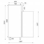 Kjøleskap rustfri med glassdør | 597 liter | B740xD830xH2010mm | Combisteel 7450.0152