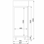 Fryser med glassdør rustfri 700 liter | PRO LINE | B700xD810xH2050mm | Combisteel 7489.5030